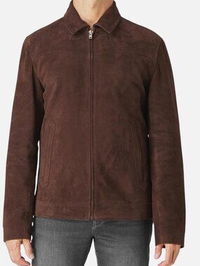 Slate & Stone Men's Brown Goat Suede Bomber Jacket Size XL